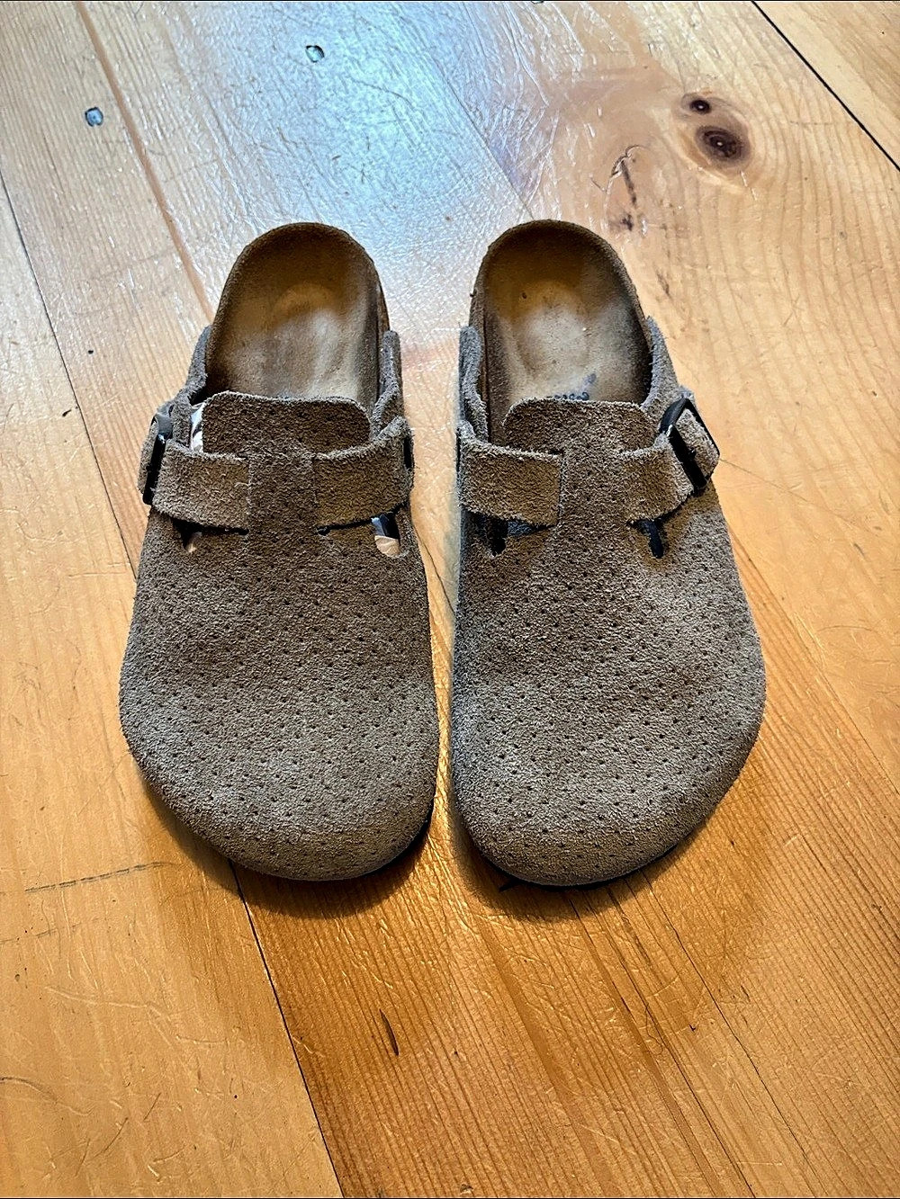 Birkenstock Boston Embossed Suede Clog Sandals Brown EU 38